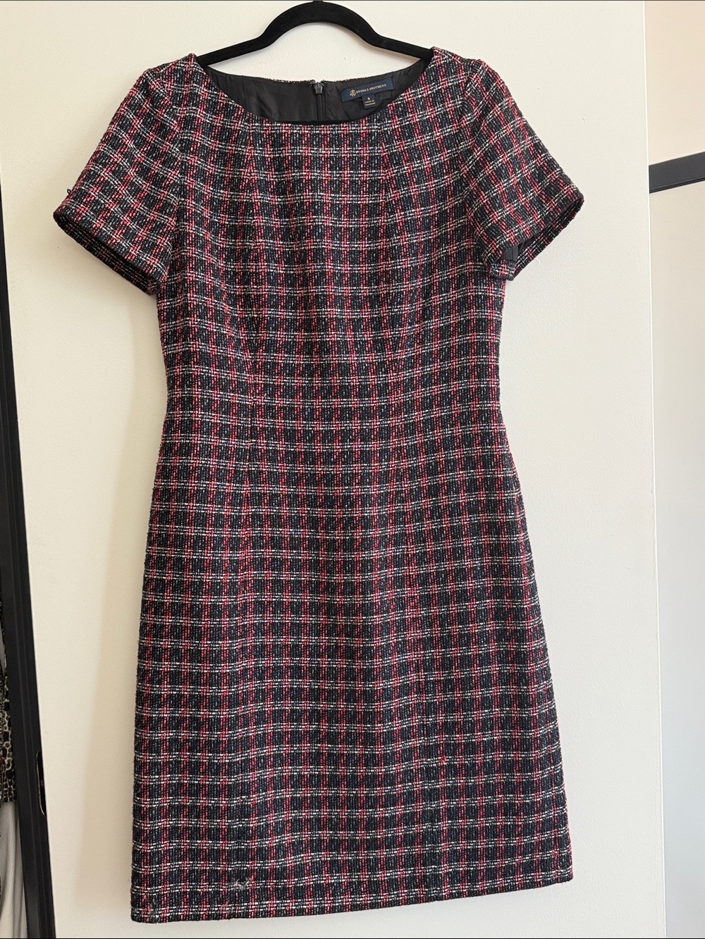 Brooks Brothers Black and Pink Tweed Shift Dress